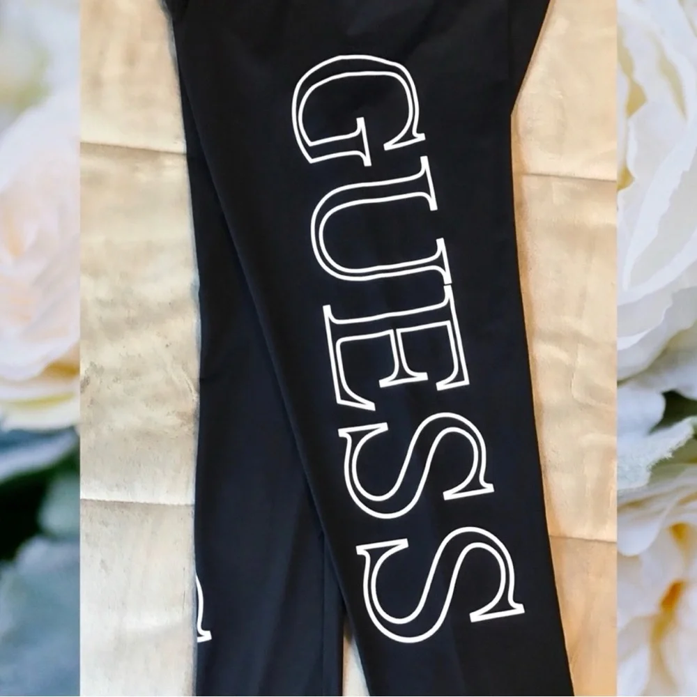 GUESS Black Logo Leggings Women’s Large Women’s Gym Tights Workout - Picture 7 of 9